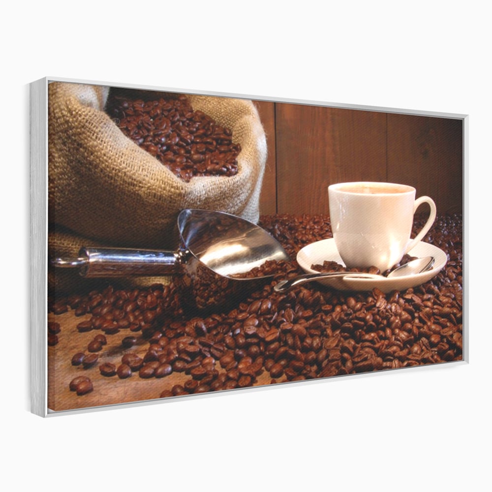 Tablou Canvas Premium LuxCanva® A1101, Boabe De Cafea , Cana, Espresso, Aroma Diminetii, Culori Vibrante