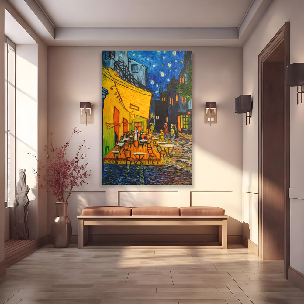 Tablou Canvas Premium LuxCanva® A1103, Arta Cinei , Cafenea, Plimbare De Seara, Cina In Oras, Culori Vibrante