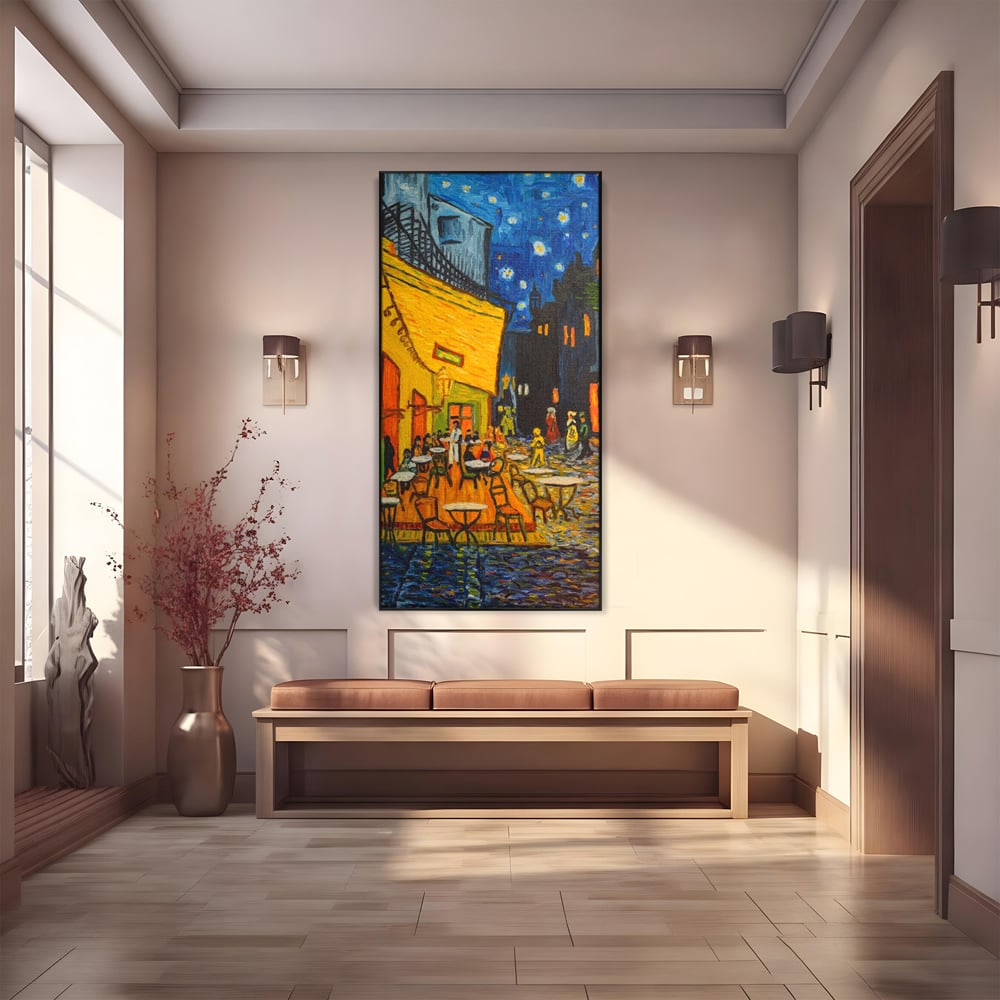 Tablou Canvas Premium LuxCanva® A1103, Arta Cinei , Cafenea, Plimbare De Seara, Cina In Oras, Culori Vibrante