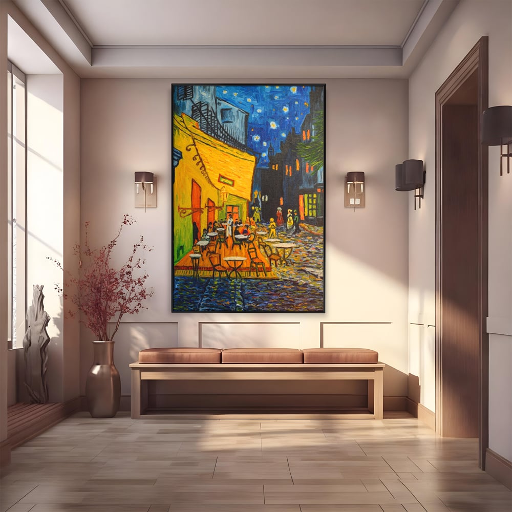 Tablou Canvas Premium LuxCanva® A1103, Arta Cinei , Cafenea, Plimbare De Seara, Cina In Oras, Culori Vibrante