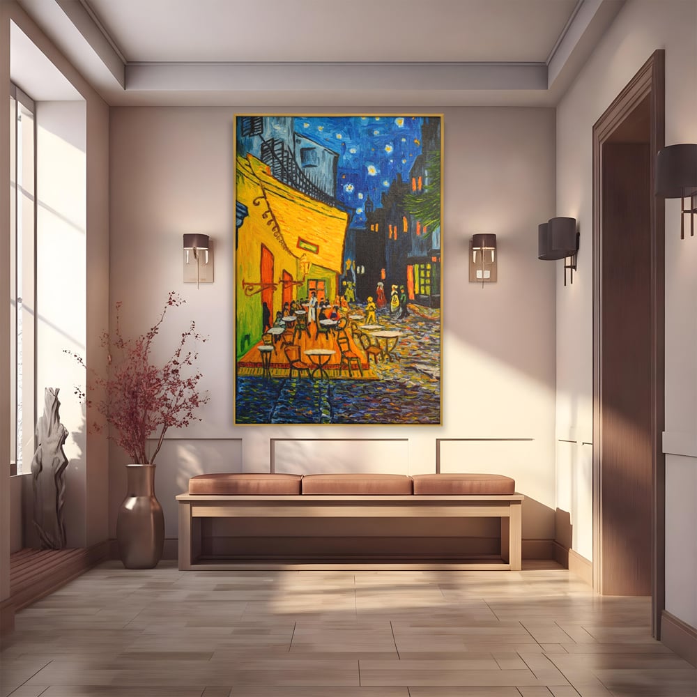 Tablou Canvas Premium LuxCanva® A1103, Arta Cinei , Cafenea, Plimbare De Seara, Cina In Oras, Culori Vibrante