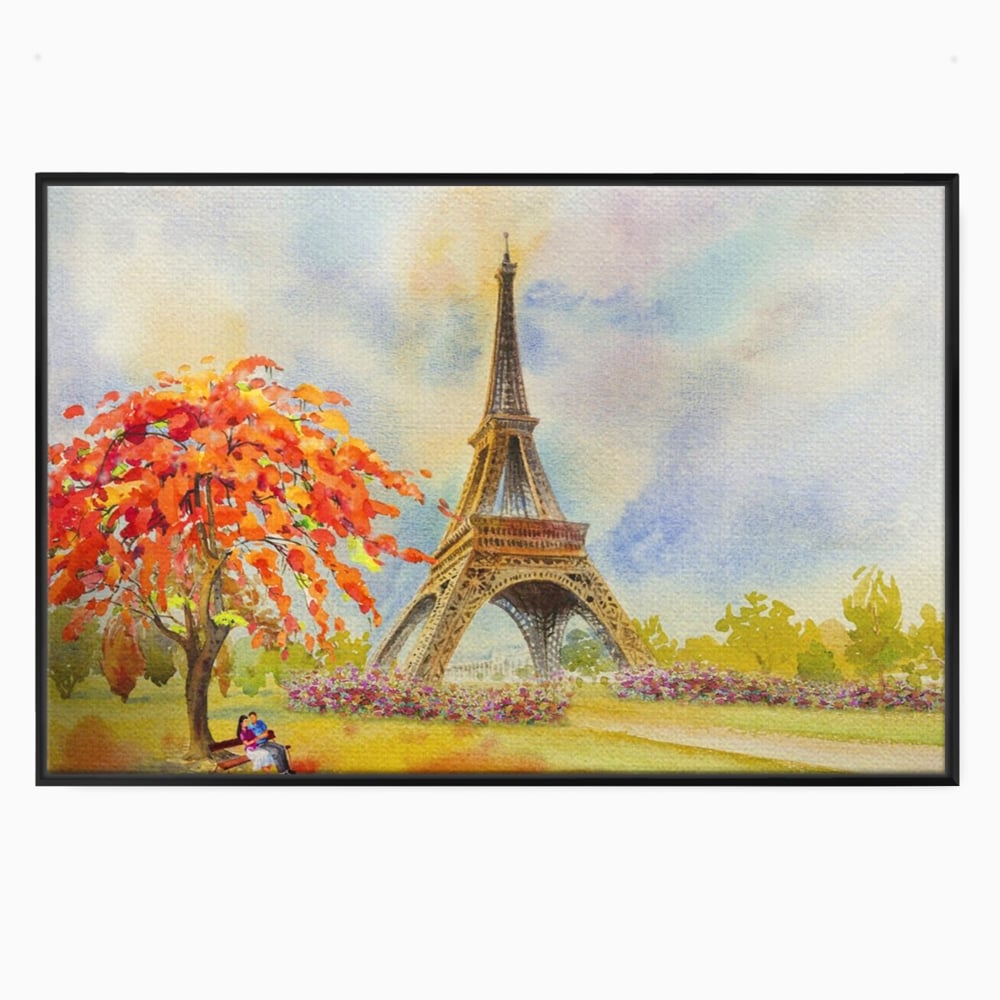 Tablou Canvas Premium LuxCanva® A1104, Iubire In Paris ,  Orasul Iubirii, Indragostiti, Turnul Eiffel, Culori Vibrante