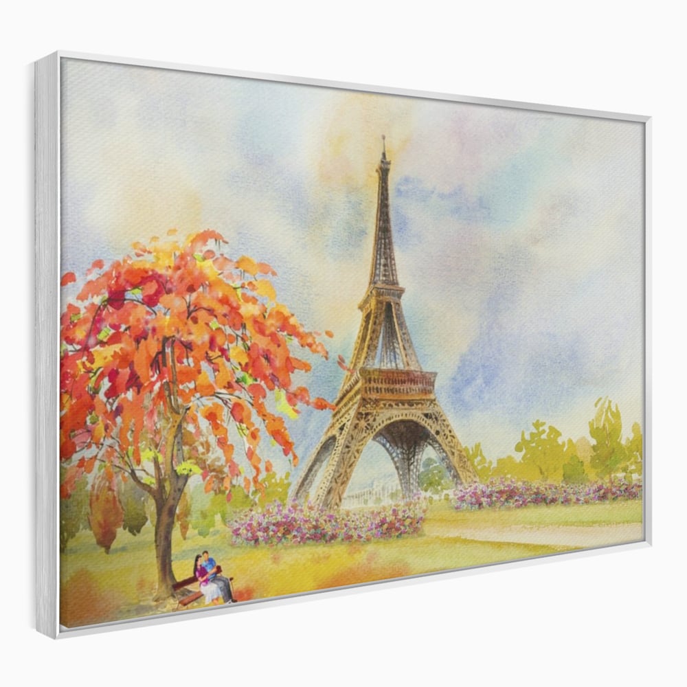 Tablou Canvas Premium LuxCanva® A1104, Iubire In Paris ,  Orasul Iubirii, Indragostiti, Turnul Eiffel, Culori Vibrante