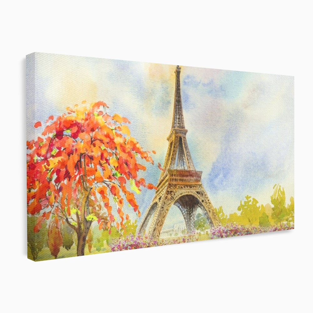 Tablou Canvas Premium LuxCanva® A1104, Iubire In Paris ,  Orasul Iubirii, Indragostiti, Turnul Eiffel, Culori Vibrante