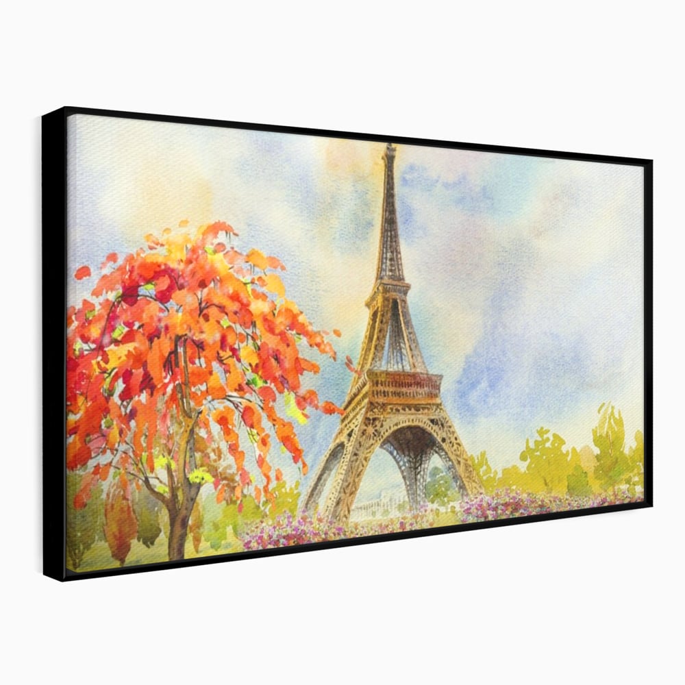 Tablou Canvas Premium LuxCanva® A1104, Iubire In Paris ,  Orasul Iubirii, Indragostiti, Turnul Eiffel, Culori Vibrante