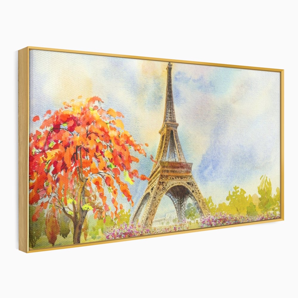Tablou Canvas Premium LuxCanva® A1104, Iubire In Paris ,  Orasul Iubirii, Indragostiti, Turnul Eiffel, Culori Vibrante