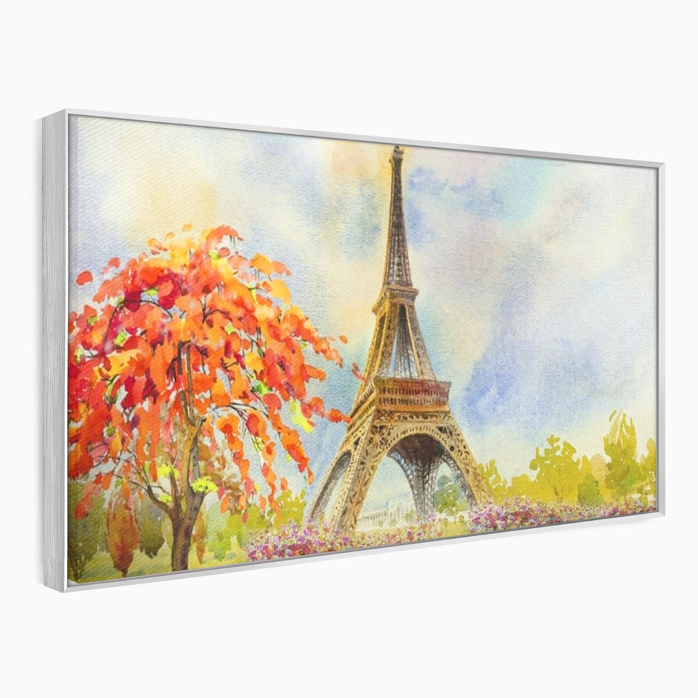 Tablou Canvas Premium LuxCanva® A1104, Iubire In Paris ,  Orasul Iubirii, Indragostiti, Turnul Eiffel, Culori Vibrante