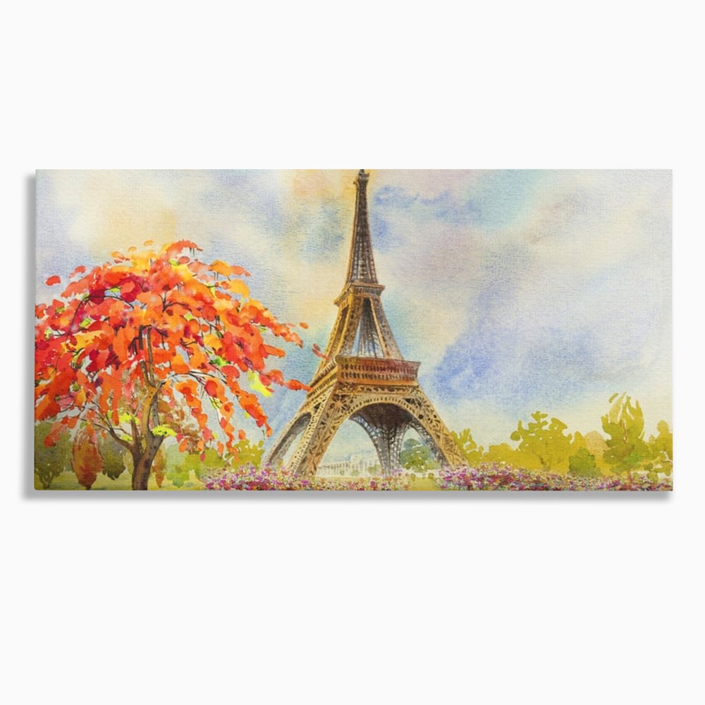 Tablou Canvas Premium LuxCanva® A1104, Iubire In Paris ,  Orasul Iubirii, Indragostiti, Turnul Eiffel, Culori Vibrante