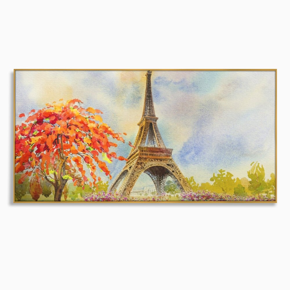 Tablou Canvas Premium LuxCanva® A1104, Iubire In Paris ,  Orasul Iubirii, Indragostiti, Turnul Eiffel, Culori Vibrante