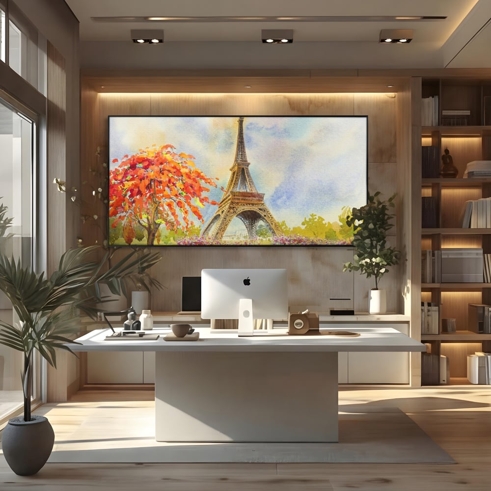 Tablou Canvas Premium LuxCanva® A1104, Iubire In Paris ,  Orasul Iubirii, Indragostiti, Turnul Eiffel, Culori Vibrante