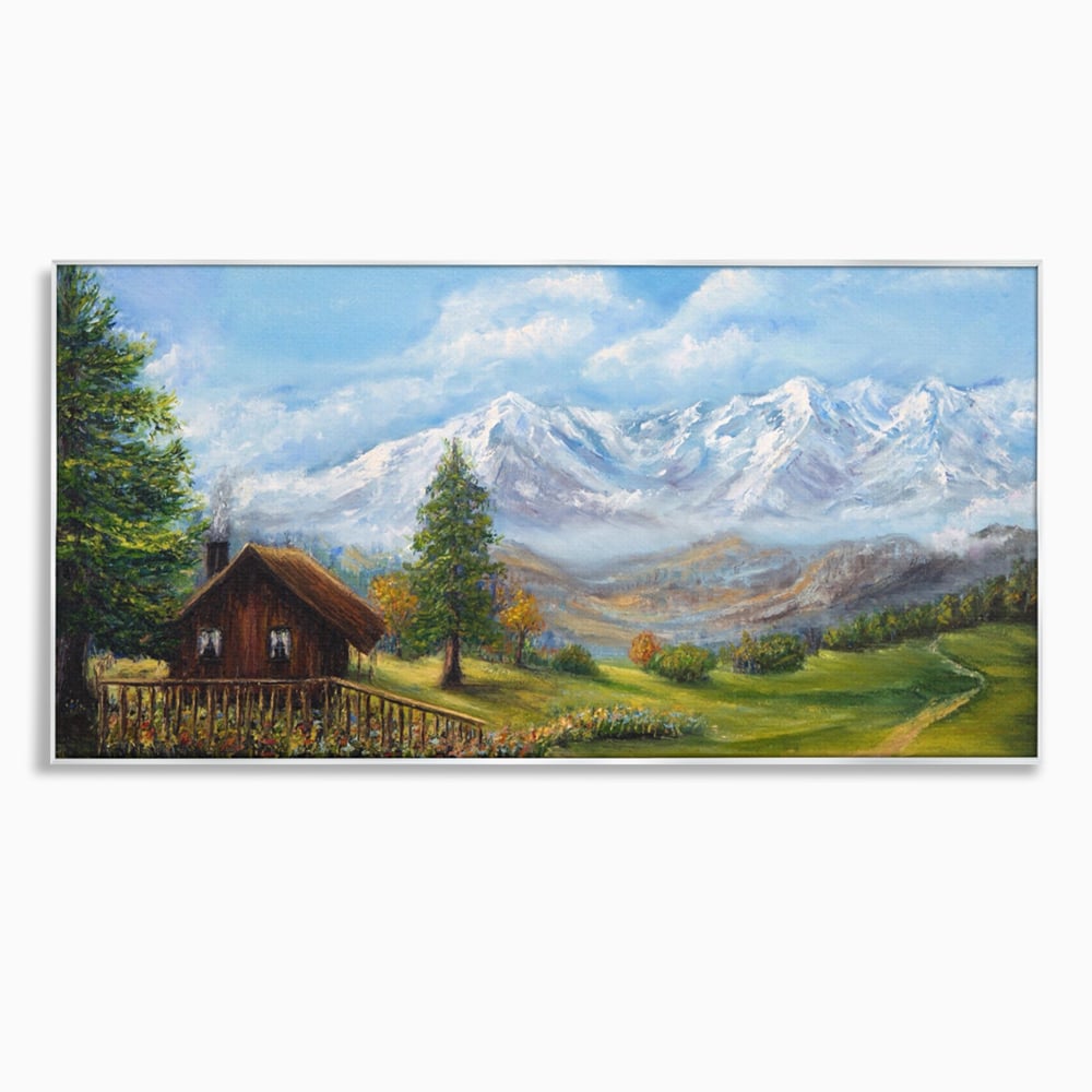 Tablou Canvas Premium LuxCanva® A1105, Cabana La Munte , Peisaj, Natura, Flori, Culori Vibrante