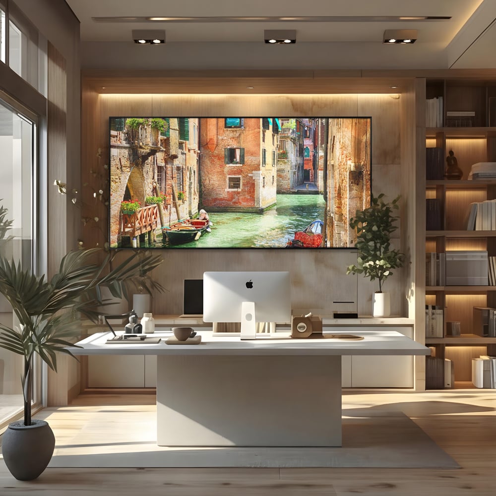 Tablou Canvas Premium LuxCanva® A1106, Prin Venetia , Gondola, Barca, Plimbare, Case, Culori Vibrante