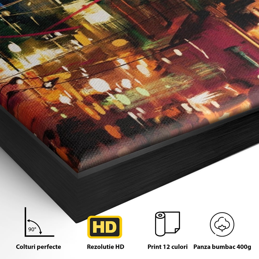Tablou Canvas Premium LuxCanva® A1107, Lumini , Colorat, Becuri, Felinare, Culori Vibrante