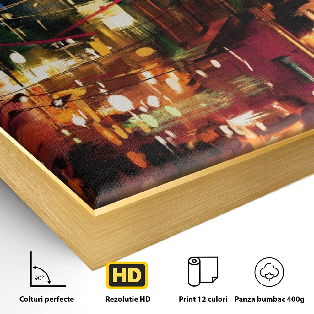 Tablou Canvas Premium LuxCanva® A1107, Lumini , Colorat, Becuri, Felinare, Culori Vibrante