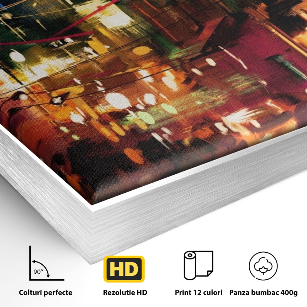 Tablou Canvas Premium LuxCanva® A1107, Lumini , Colorat, Becuri, Felinare, Culori Vibrante