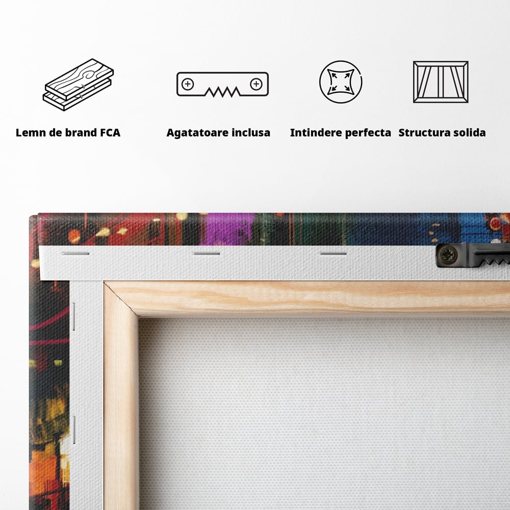 Tablou Canvas Premium LuxCanva® A1107, Lumini , Colorat, Becuri, Felinare, Culori Vibrante