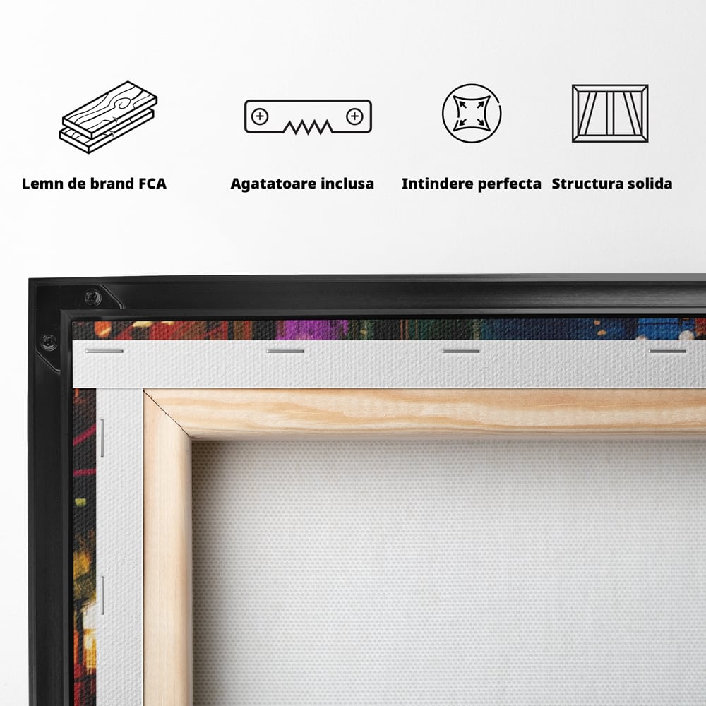 Tablou Canvas Premium LuxCanva® A1107, Lumini , Colorat, Becuri, Felinare, Culori Vibrante