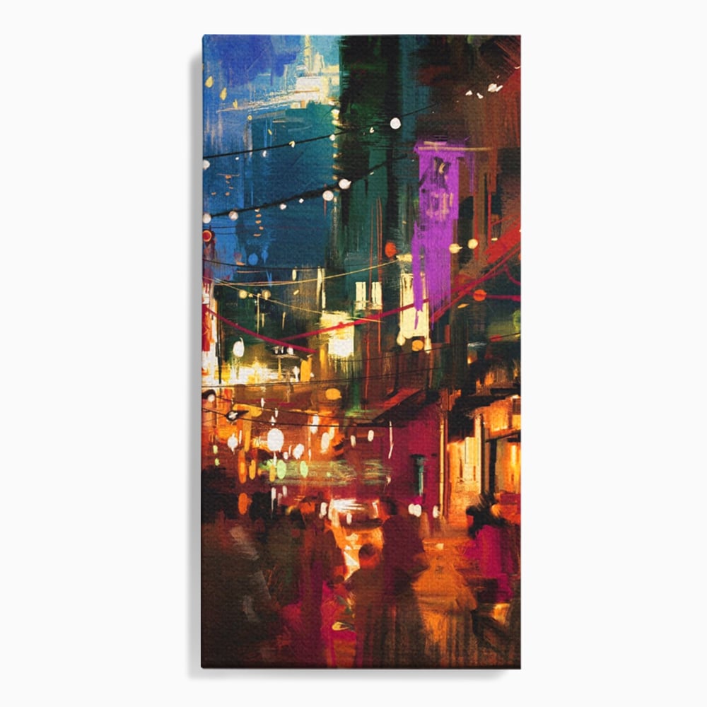 Tablou Canvas Premium LuxCanva® A1107, Lumini , Colorat, Becuri, Felinare, Culori Vibrante
