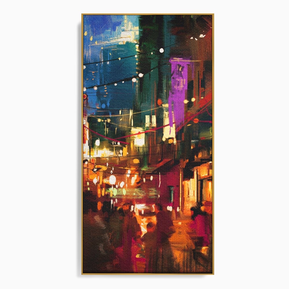 Tablou Canvas Premium LuxCanva® A1107, Lumini , Colorat, Becuri, Felinare, Culori Vibrante
