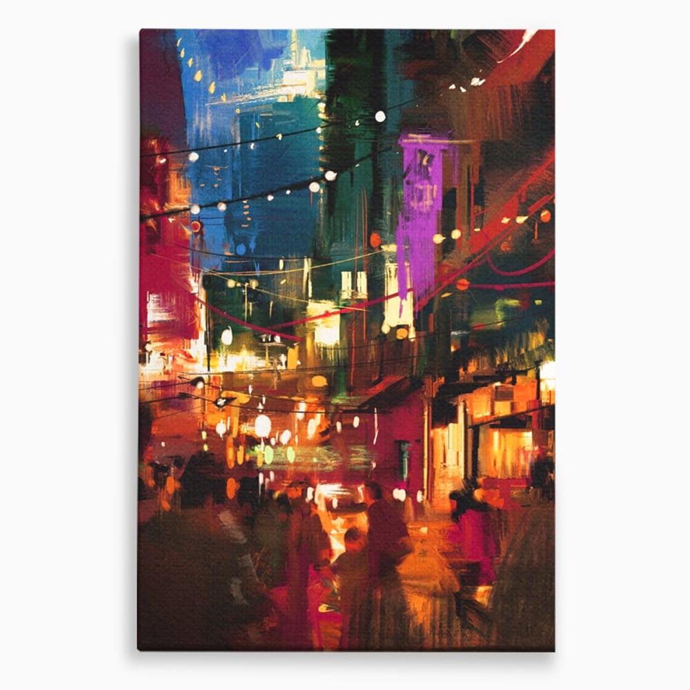 Tablou Canvas Premium LuxCanva® A1107, Lumini , Colorat, Becuri, Felinare, Culori Vibrante