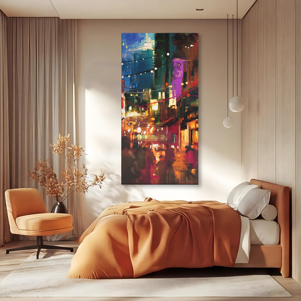 Tablou Canvas Premium LuxCanva® A1107, Lumini , Colorat, Becuri, Felinare, Culori Vibrante