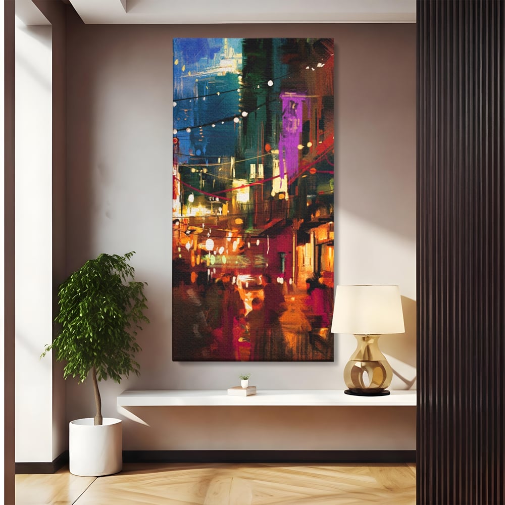 Tablou Canvas Premium LuxCanva® A1107, Lumini , Colorat, Becuri, Felinare, Culori Vibrante