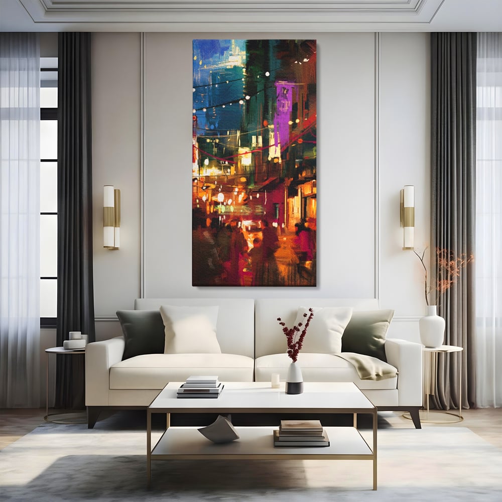 Tablou Canvas Premium LuxCanva® A1107, Lumini , Colorat, Becuri, Felinare, Culori Vibrante