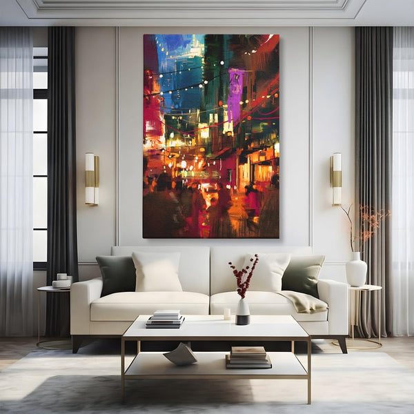 Tablou Canvas Premium LuxCanva® A1107, Lumini , Colorat, Becuri, Felinare, Culori Vibrante