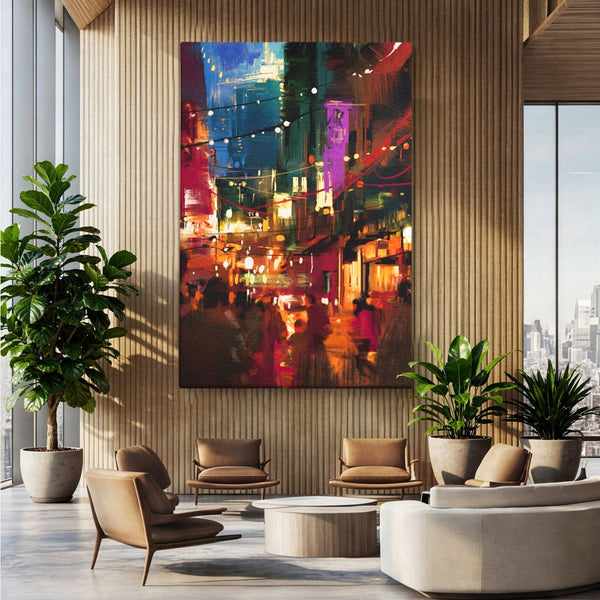 Tablou Canvas Premium LuxCanva® A1107, Lumini , Colorat, Becuri, Felinare, Culori Vibrante