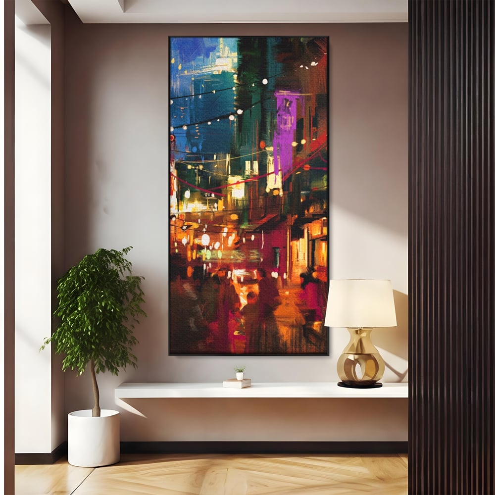 Tablou Canvas Premium LuxCanva® A1107, Lumini , Colorat, Becuri, Felinare, Culori Vibrante