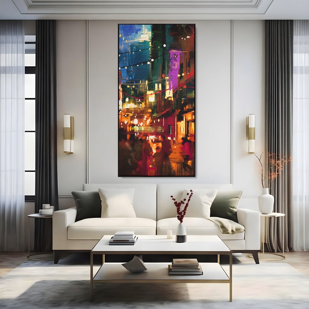 Tablou Canvas Premium LuxCanva® A1107, Lumini , Colorat, Becuri, Felinare, Culori Vibrante