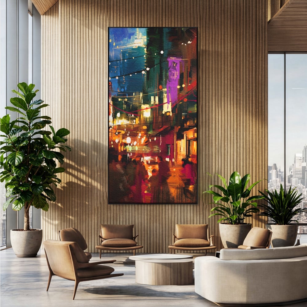 Tablou Canvas Premium LuxCanva® A1107, Lumini , Colorat, Becuri, Felinare, Culori Vibrante
