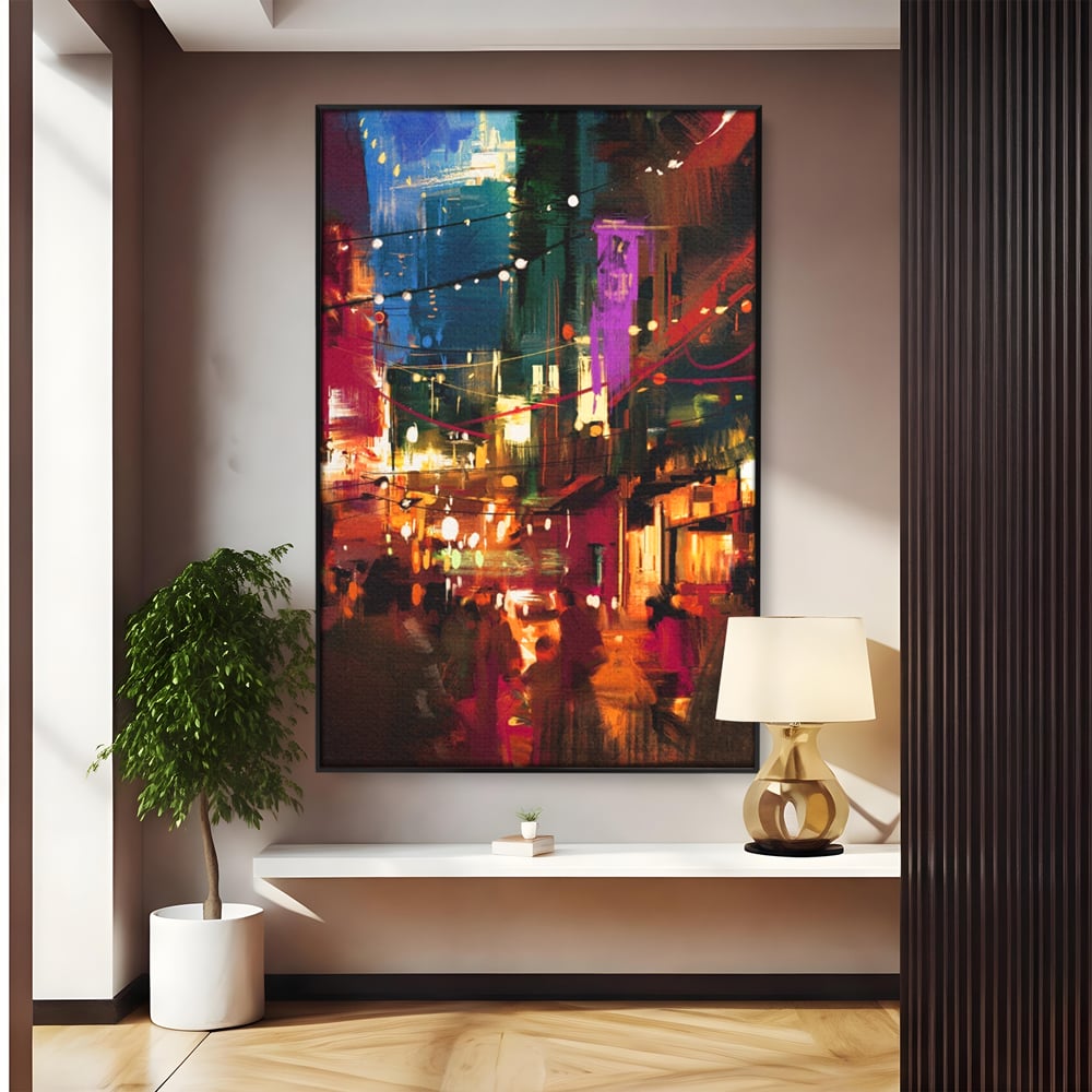 Tablou Canvas Premium LuxCanva® A1107, Lumini , Colorat, Becuri, Felinare, Culori Vibrante