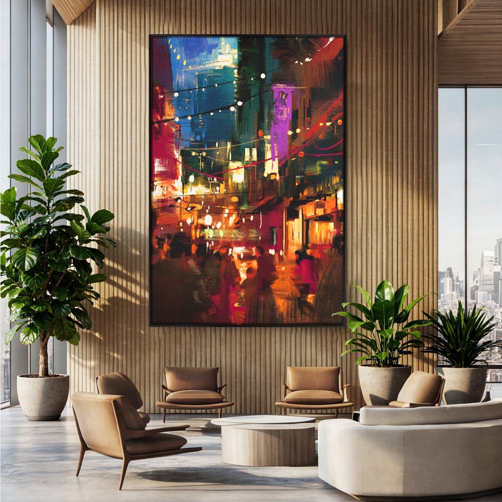 Tablou Canvas Premium LuxCanva® A1107, Lumini , Colorat, Becuri, Felinare, Culori Vibrante
