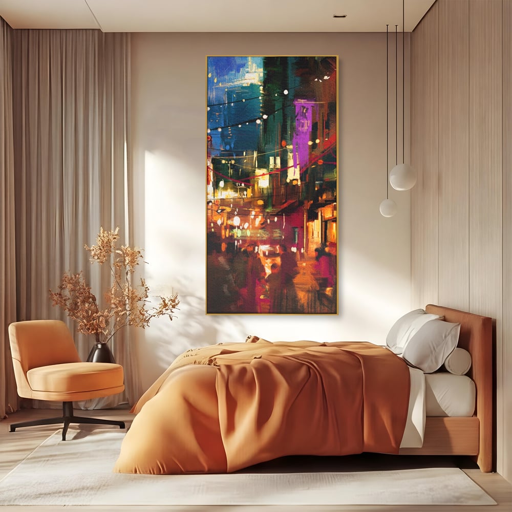Tablou Canvas Premium LuxCanva® A1107, Lumini , Colorat, Becuri, Felinare, Culori Vibrante