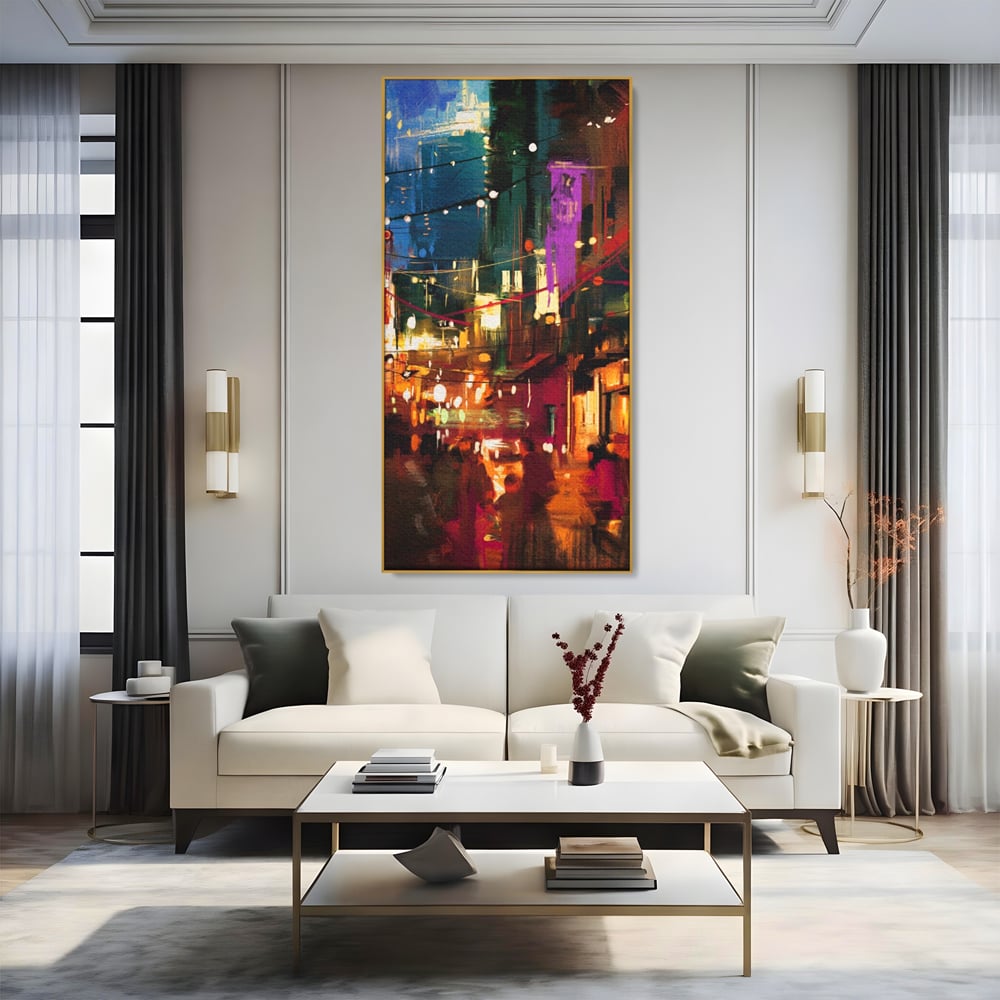 Tablou Canvas Premium LuxCanva® A1107, Lumini , Colorat, Becuri, Felinare, Culori Vibrante