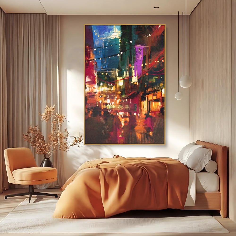 Tablou Canvas Premium LuxCanva® A1107, Lumini , Colorat, Becuri, Felinare, Culori Vibrante