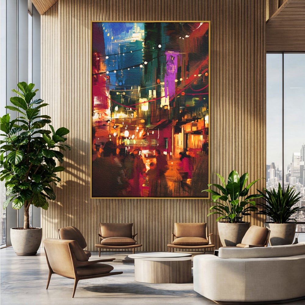 Tablou Canvas Premium LuxCanva® A1107, Lumini , Colorat, Becuri, Felinare, Culori Vibrante