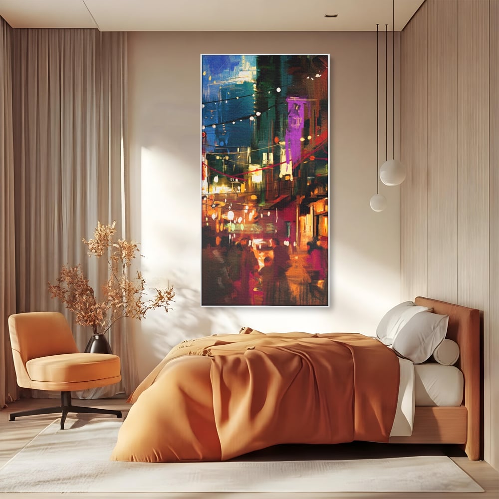 Tablou Canvas Premium LuxCanva® A1107, Lumini , Colorat, Becuri, Felinare, Culori Vibrante