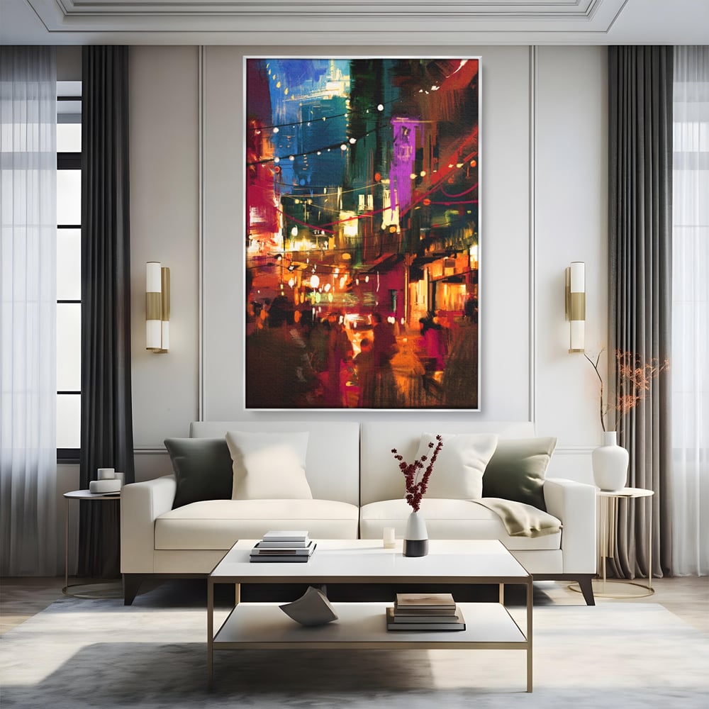 Tablou Canvas Premium LuxCanva® A1107, Lumini , Colorat, Becuri, Felinare, Culori Vibrante