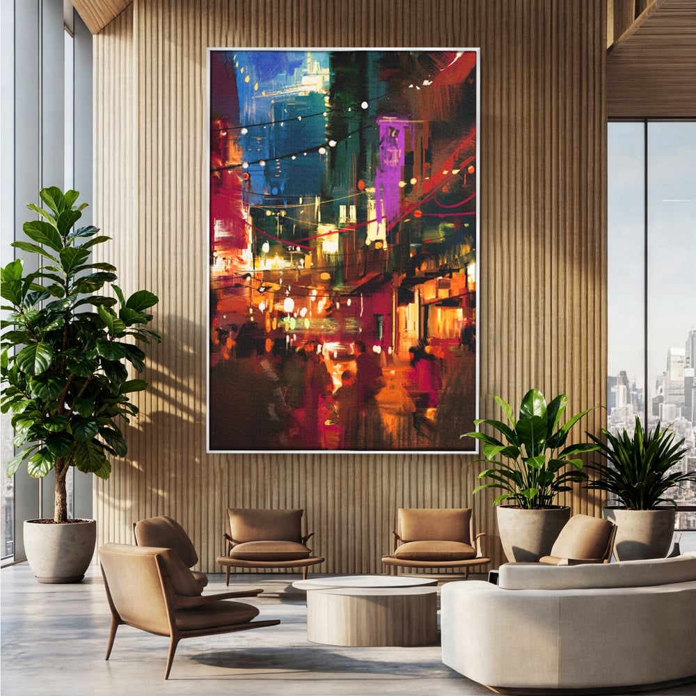 Tablou Canvas Premium LuxCanva® A1107, Lumini , Colorat, Becuri, Felinare, Culori Vibrante