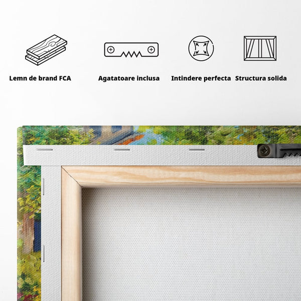 Tablou Canvas Premium LuxCanva® A1108, Vara In Padure , Peisaj, Natura, Flori, Copaci, Culori Vibrante