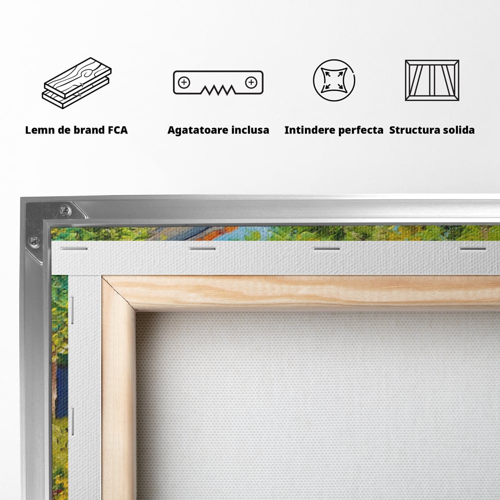 Tablou Canvas Premium LuxCanva® A1108, Vara In Padure , Peisaj, Natura, Flori, Copaci, Culori Vibrante