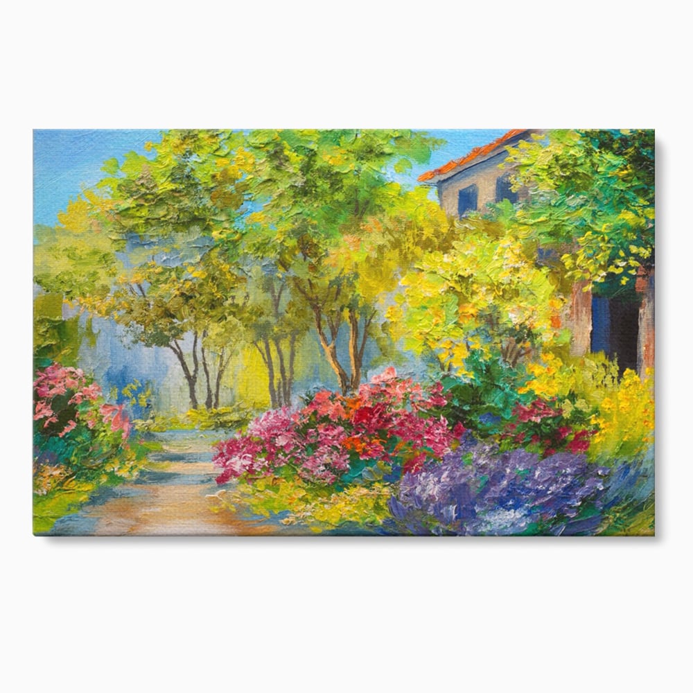 Tablou Canvas Premium LuxCanva® A1108, Vara In Padure , Peisaj, Natura, Flori, Copaci, Culori Vibrante