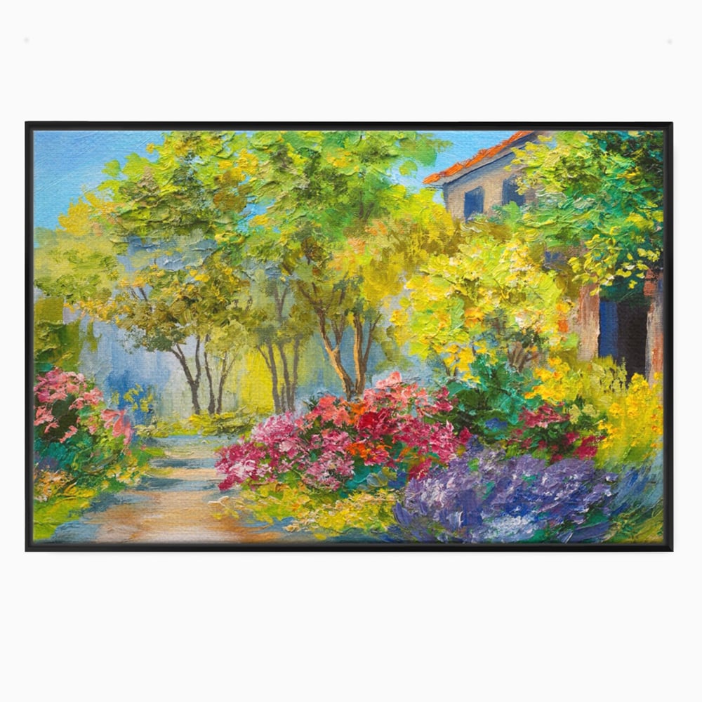 Tablou Canvas Premium LuxCanva® A1108, Vara In Padure , Peisaj, Natura, Flori, Copaci, Culori Vibrante