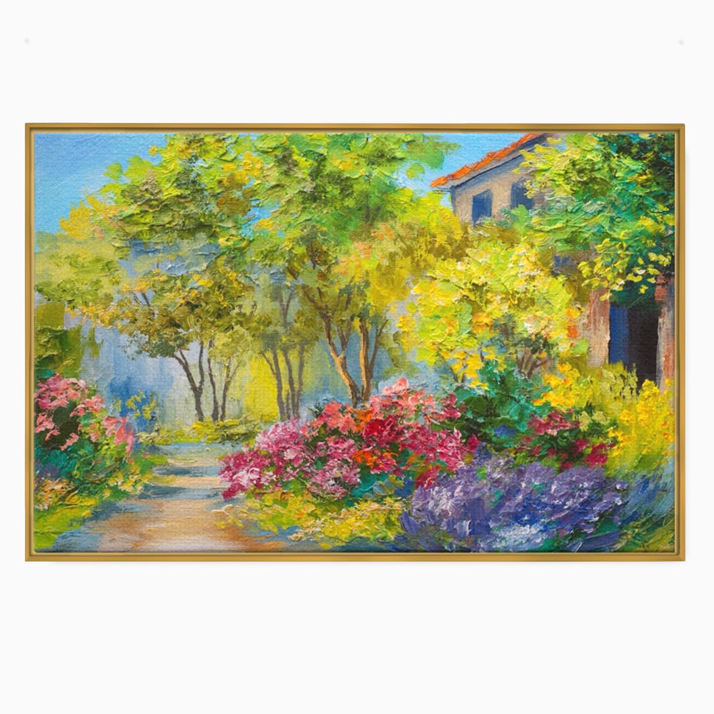 Tablou Canvas Premium LuxCanva® A1108, Vara In Padure , Peisaj, Natura, Flori, Copaci, Culori Vibrante