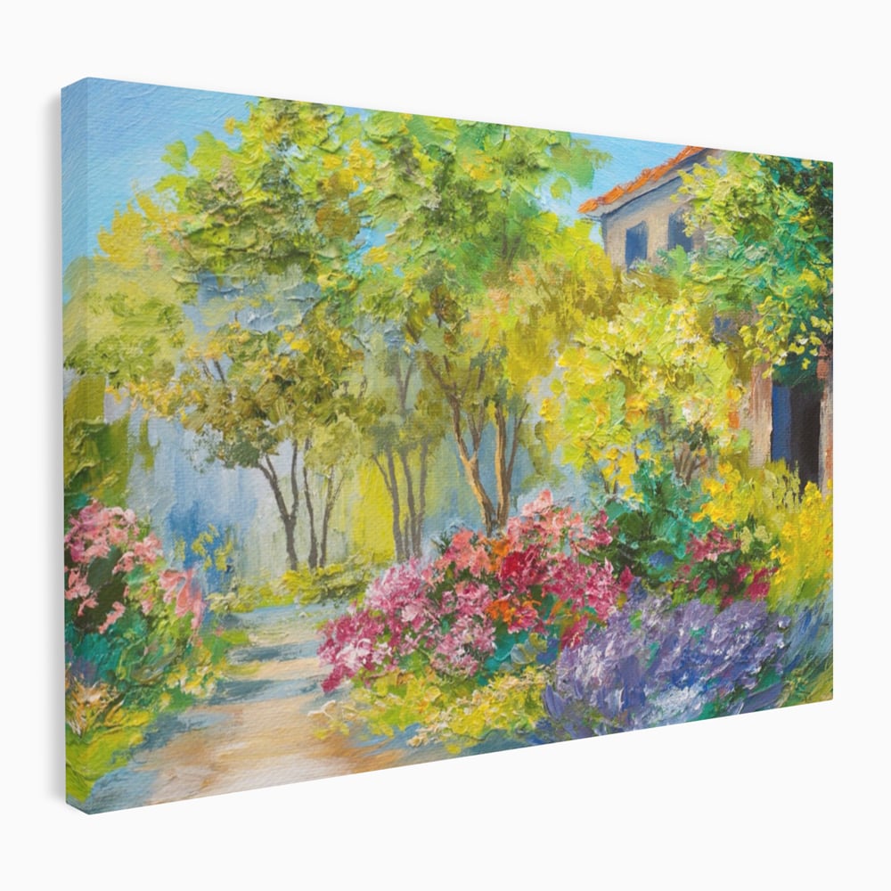 Tablou Canvas Premium LuxCanva® A1108, Vara In Padure , Peisaj, Natura, Flori, Copaci, Culori Vibrante