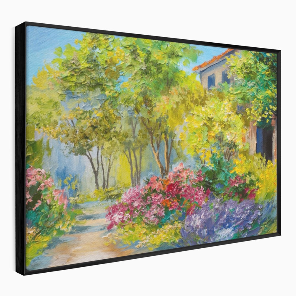 Tablou Canvas Premium LuxCanva® A1108, Vara In Padure , Peisaj, Natura, Flori, Copaci, Culori Vibrante