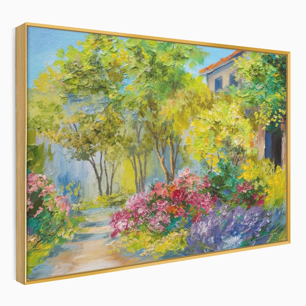 Tablou Canvas Premium LuxCanva® A1108, Vara In Padure , Peisaj, Natura, Flori, Copaci, Culori Vibrante