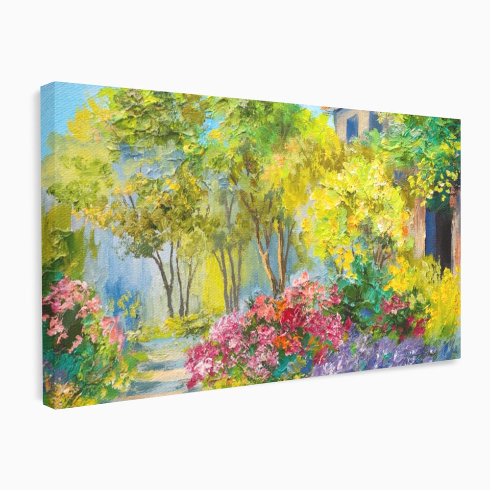 Tablou Canvas Premium LuxCanva® A1108, Vara In Padure , Peisaj, Natura, Flori, Copaci, Culori Vibrante